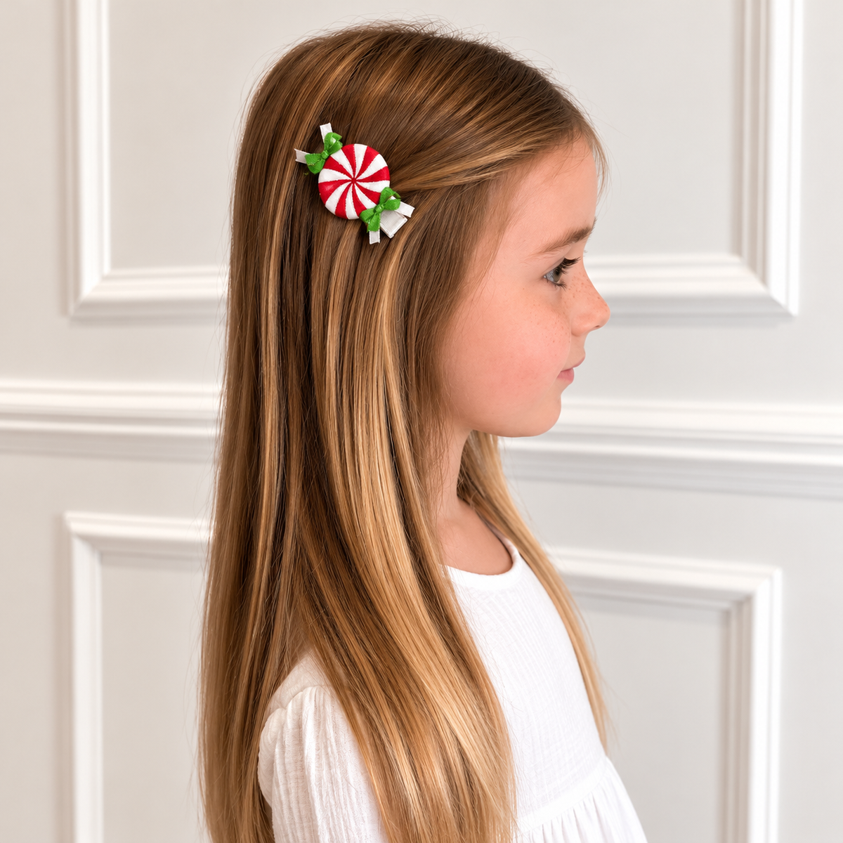 Christmas Peppermint Candy Hair Bow Clip