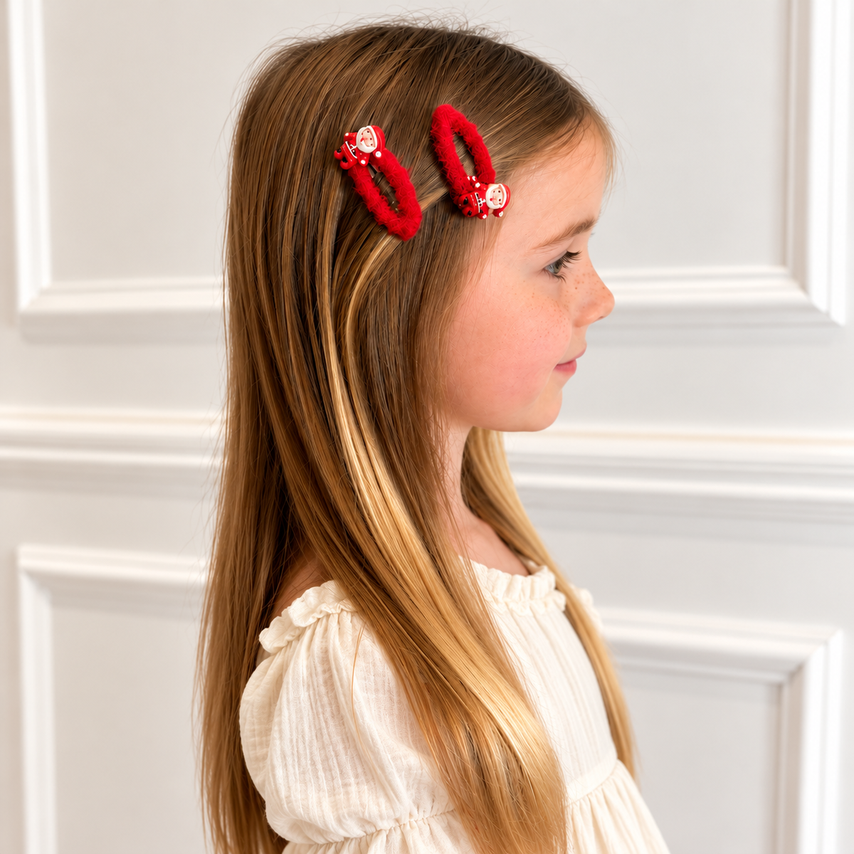 Christmas Santa Fluffy Snap Hair Clips – Pack of 2