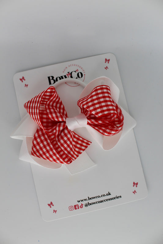 Double Loop Bow - Red Gingham - Elastic