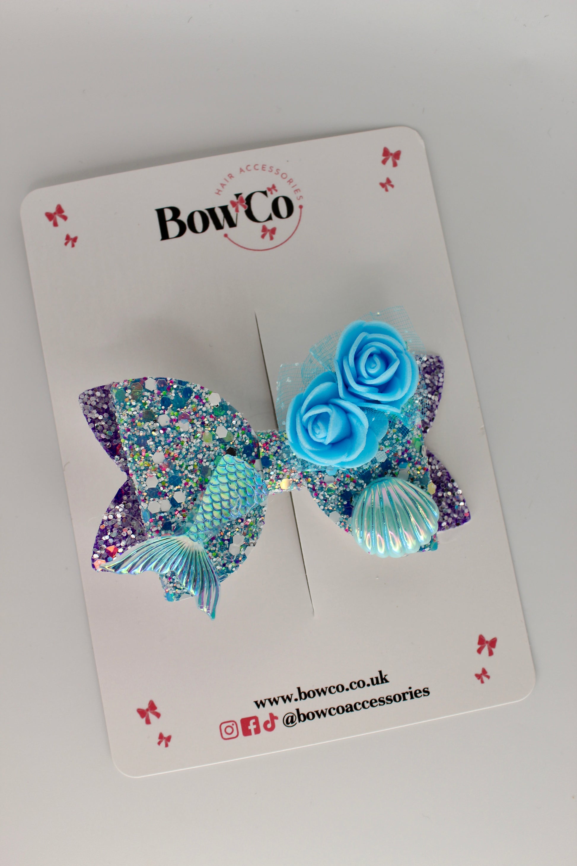Silver Mermaid Bow Hair Clip – 3.5 Inches