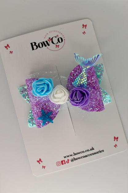 Pink and Blue Mermaid Bow Hair Clip – 3.5 Inches