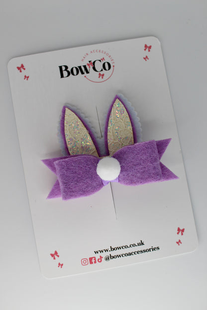Lace Lilac Bunny Tails - Clip