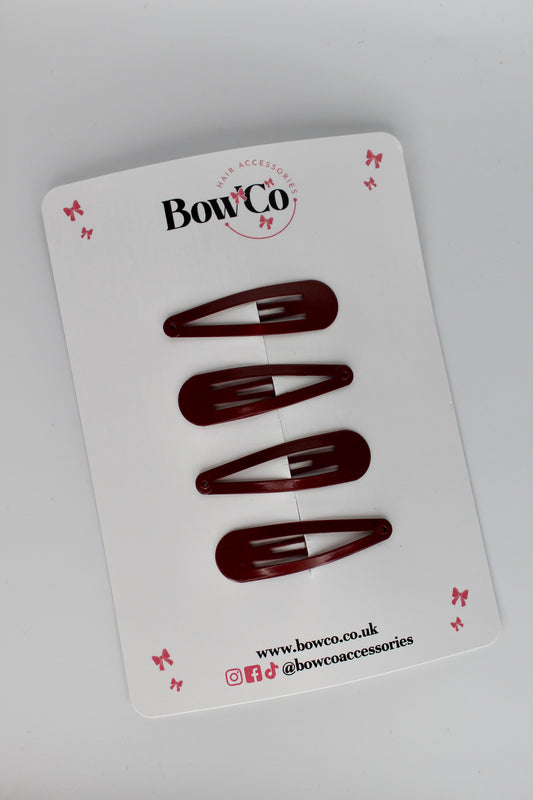 Burgundy Snap Clips - Pack of 4