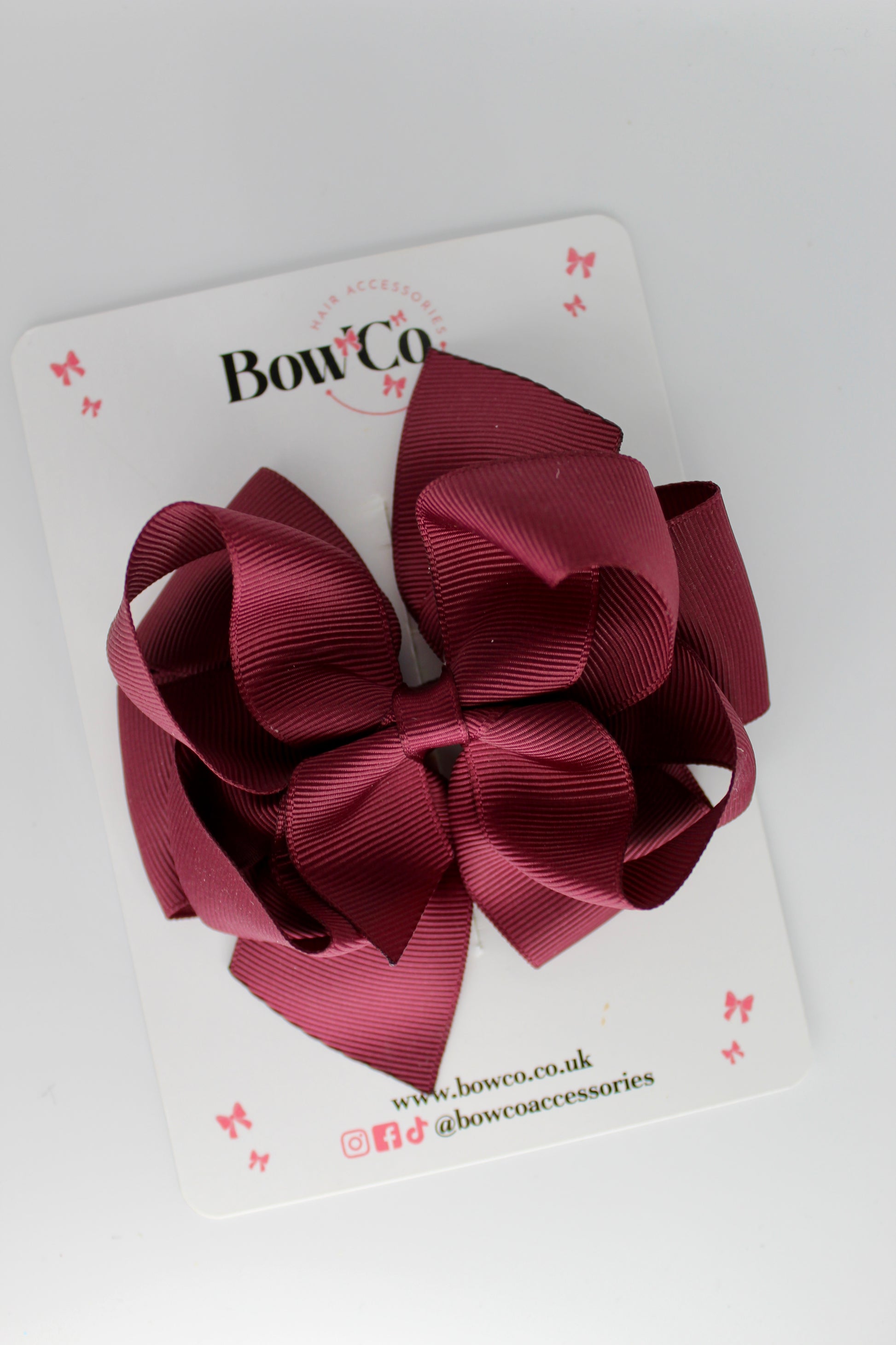Double Bow - Clip - Burgundy