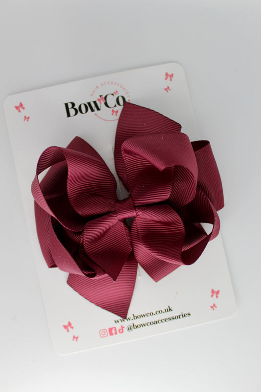 Double Bow - Clip - Burgundy