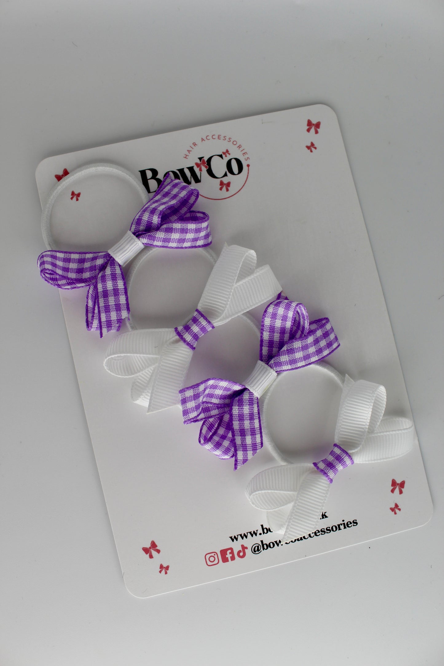 School Ballerina Bow Bundle Set of 4 - Lilac Gingham - Elastic