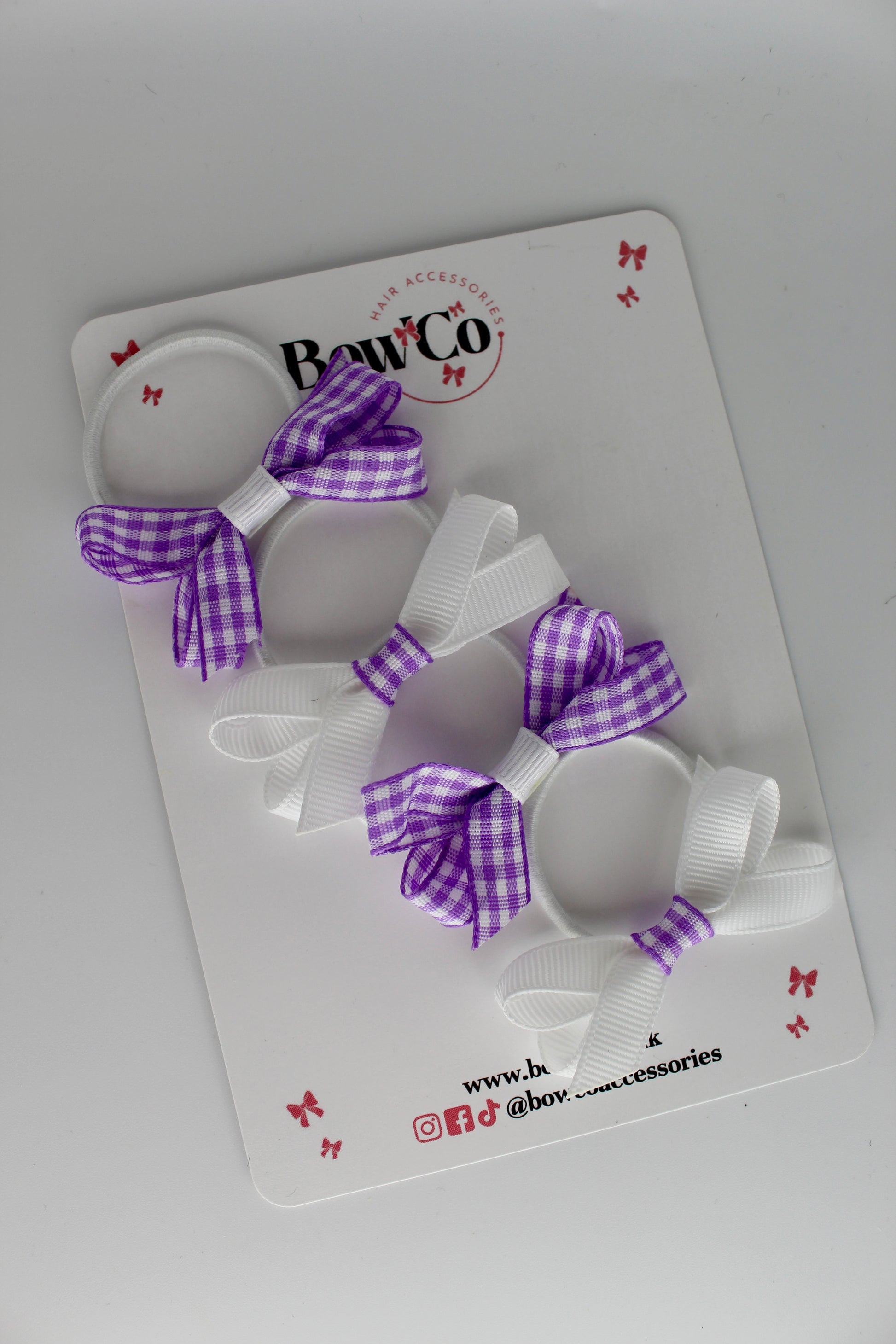 School Ballerina Bow Bundle Set of 4 - Lilac Gingham - Elastic