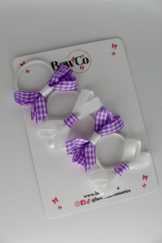 School Ballerina Bow Bundle Set of 4 - Lilac Gingham - Elastic