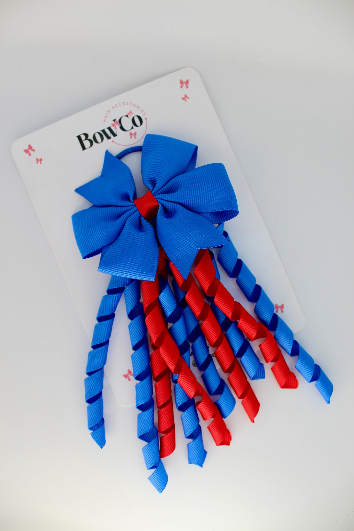 School Bow Royal Blue and Red - Pinwheel Corker Bow - Elastic