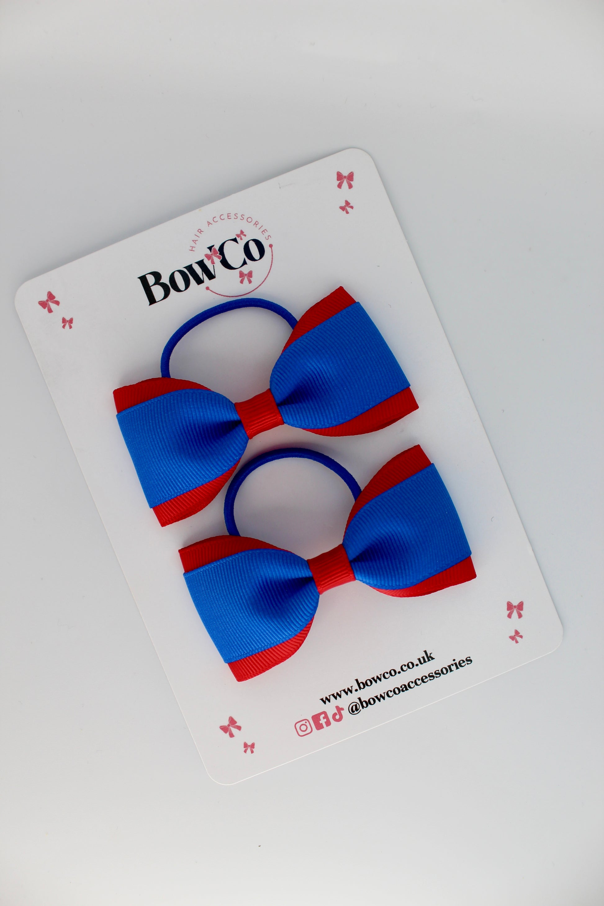 School Bows Royal Blue and Red - Tuxedo Bow Set - Elastic