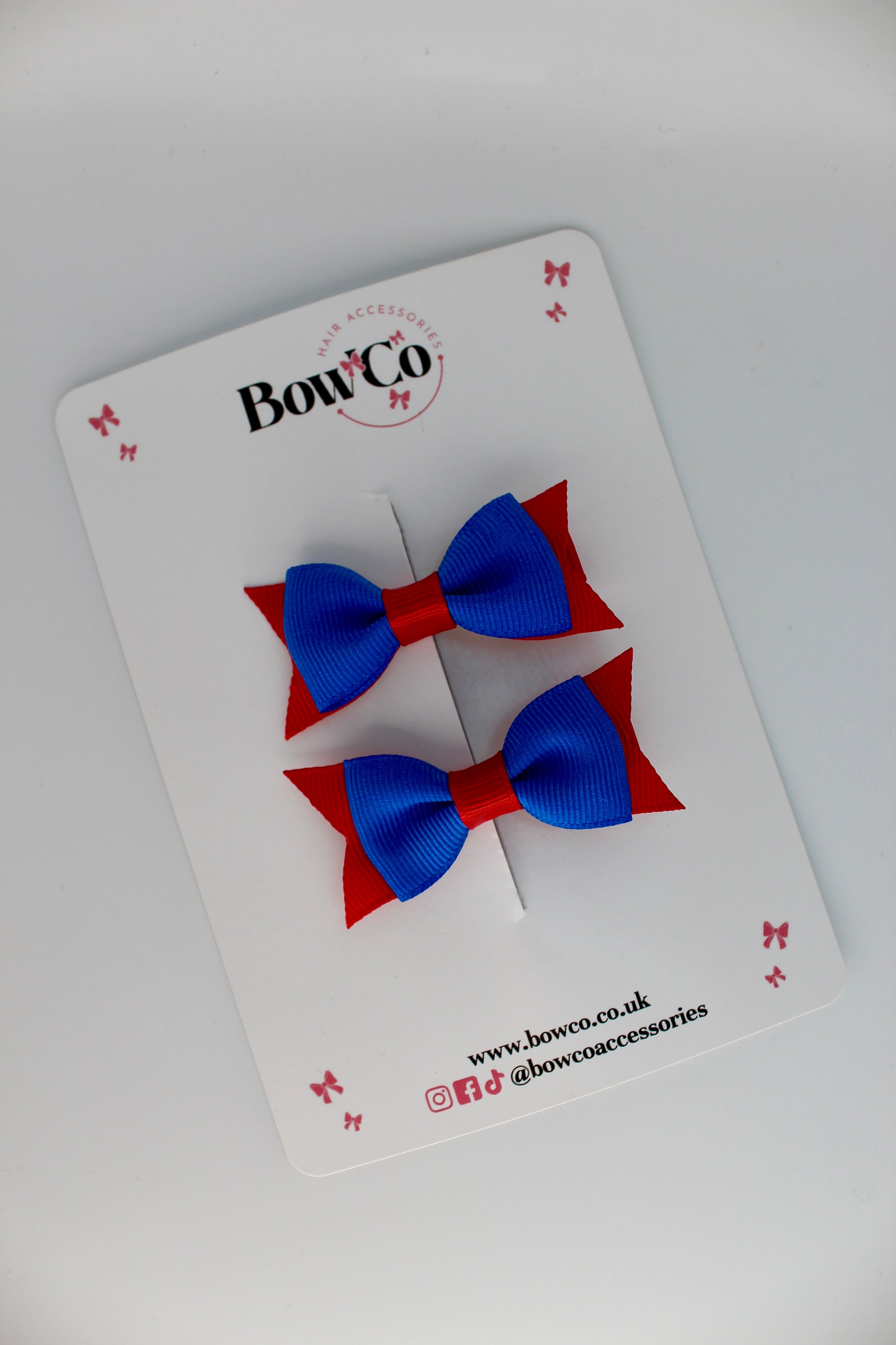 School Bows Royal Blue and Red Bow - Layer Tail Set - Clip