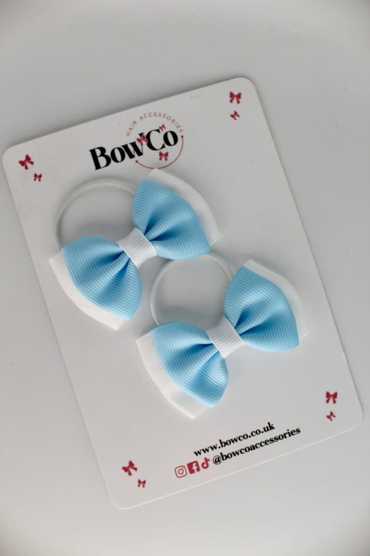 Double Lapel Bow - Pastel Blue - Elastic
