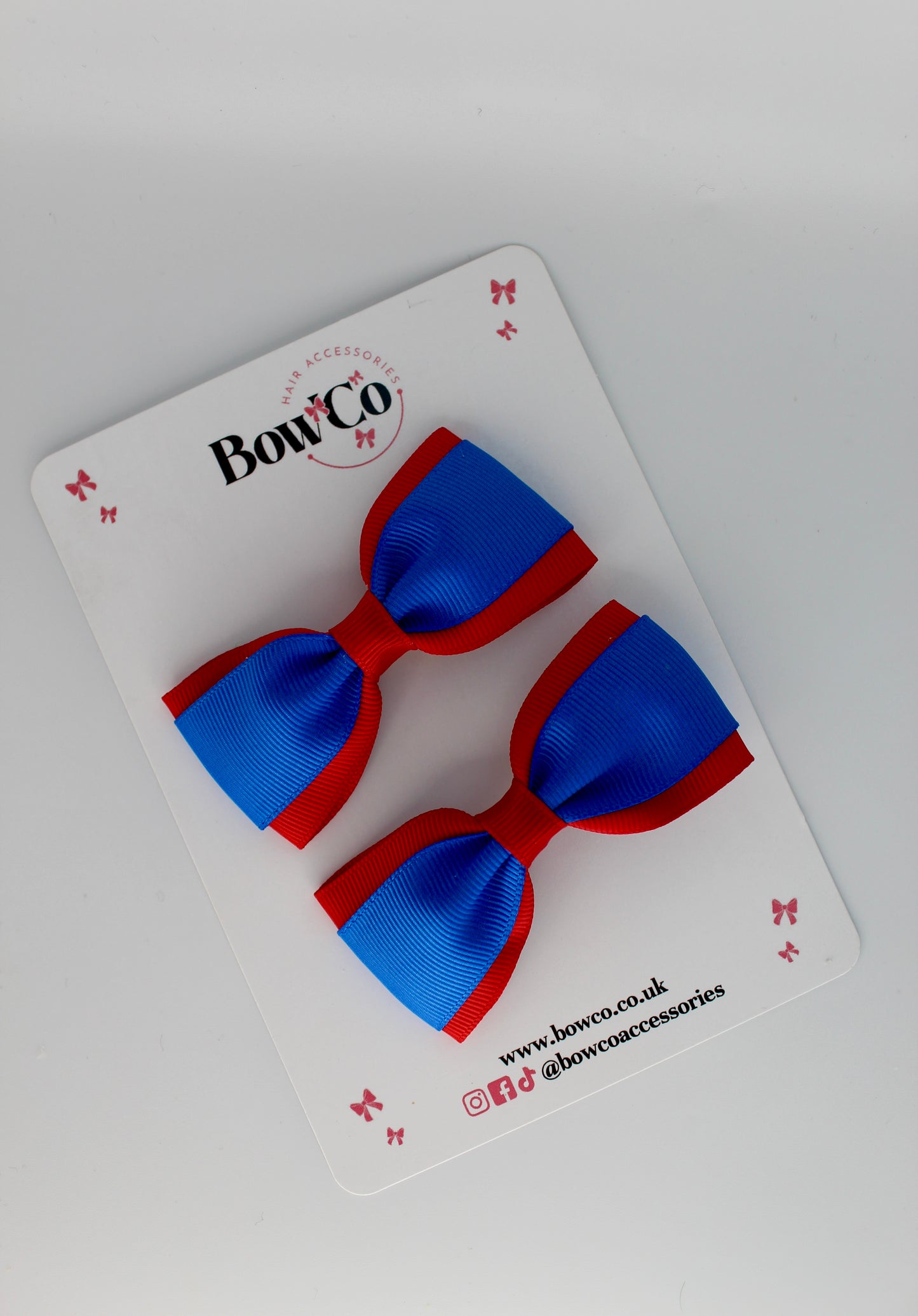 School Bows Royal Blue and Red - Tuxedo Bow Set - Clip