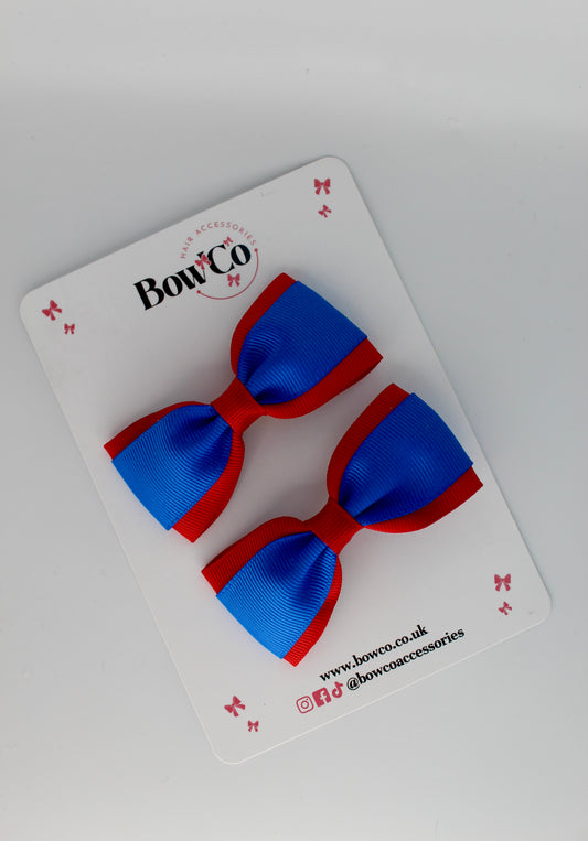 School Bows Royal Blue and Red - Tuxedo Bow Set - Clip