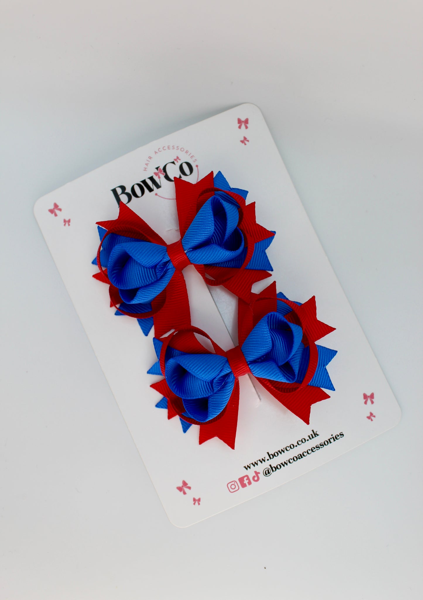 School Bows Royal Blue and Red - Loopy Stacked Bow Set