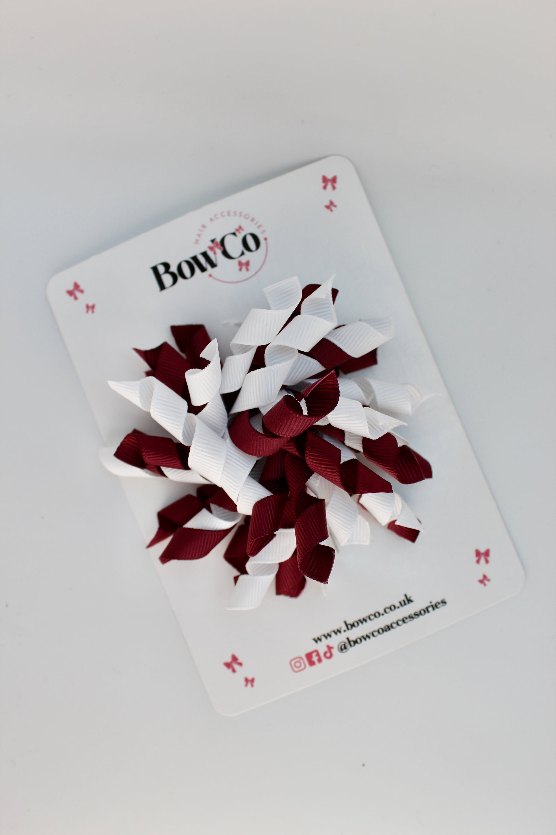 School Bow Burgundy and White - Corker Bow - Clip