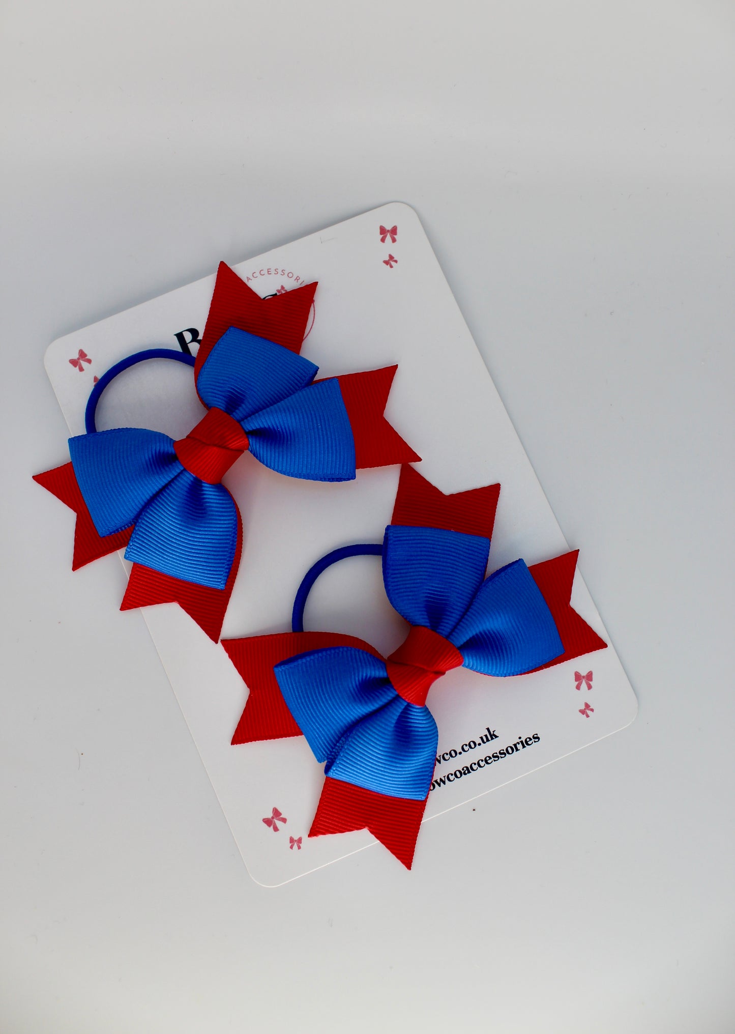 School Bows Royal Blue and Red - Knot Bow Set - Elastic