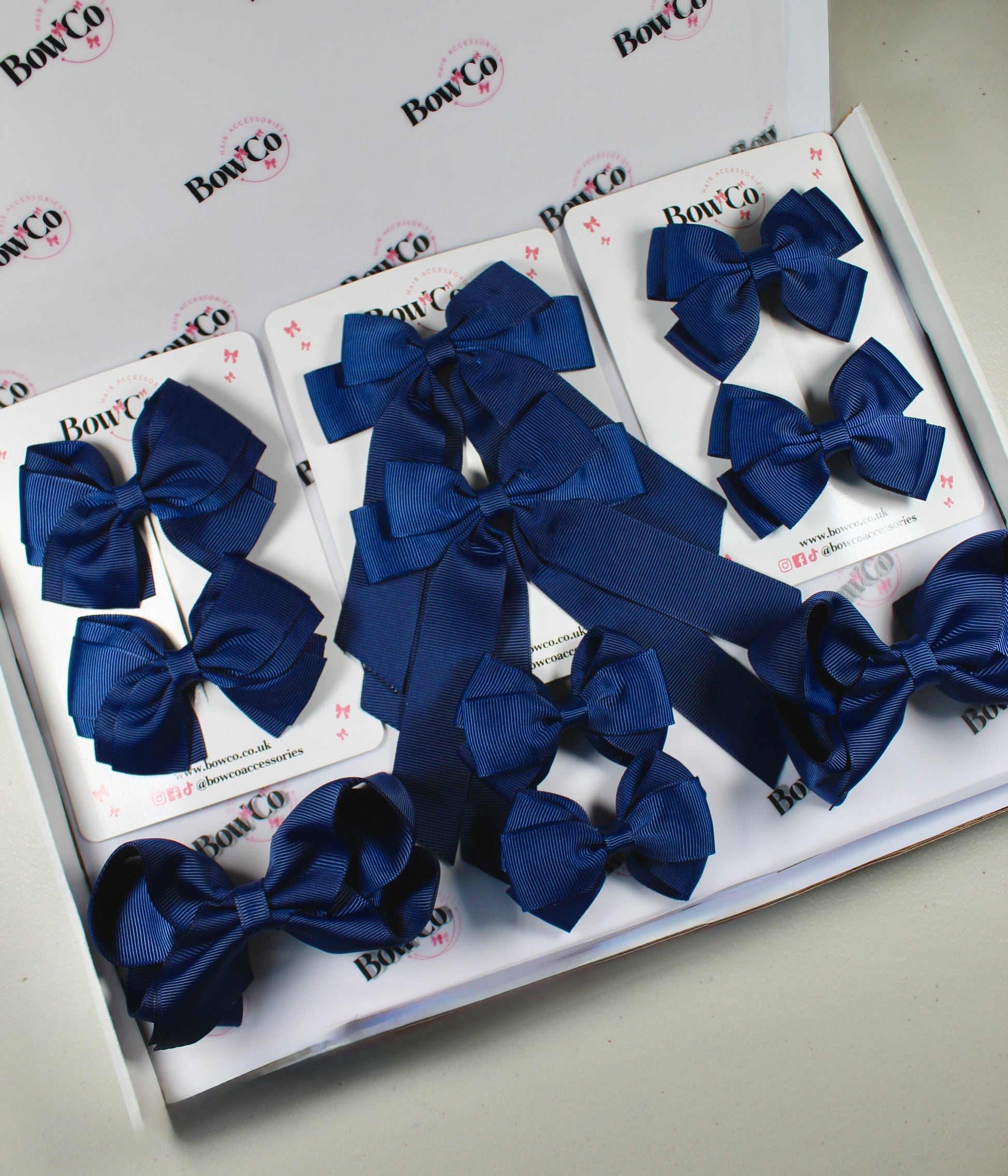 School Bow Bundle Saver - 10 Pack - Navy Blue - Clip