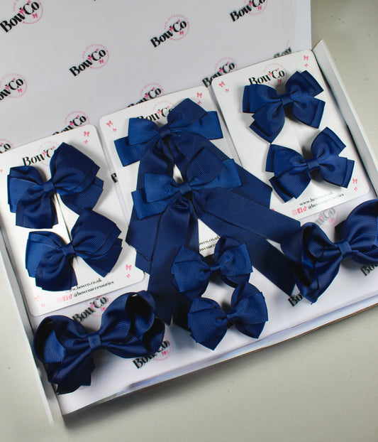 School Bow Bundle Saver - 10 Pack - Navy Blue - Clip