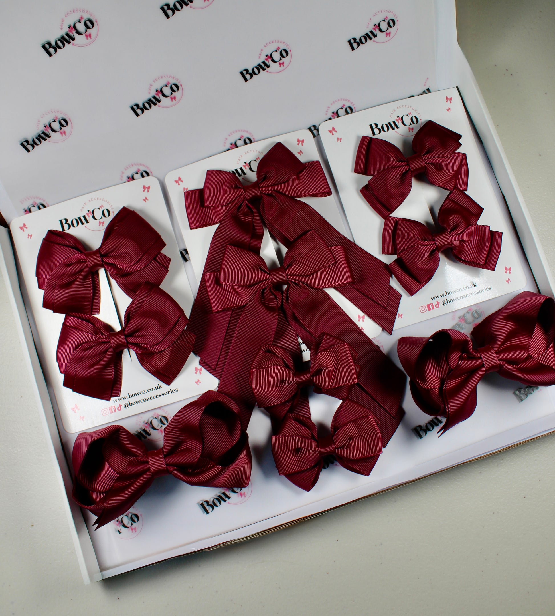 School Bow Bundle Saver - 10 Pack - Burgundy - Clip
