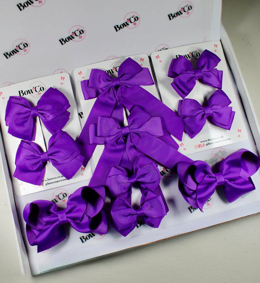 School Bow Bundle Saver - 10 Pack - Purple - Clip