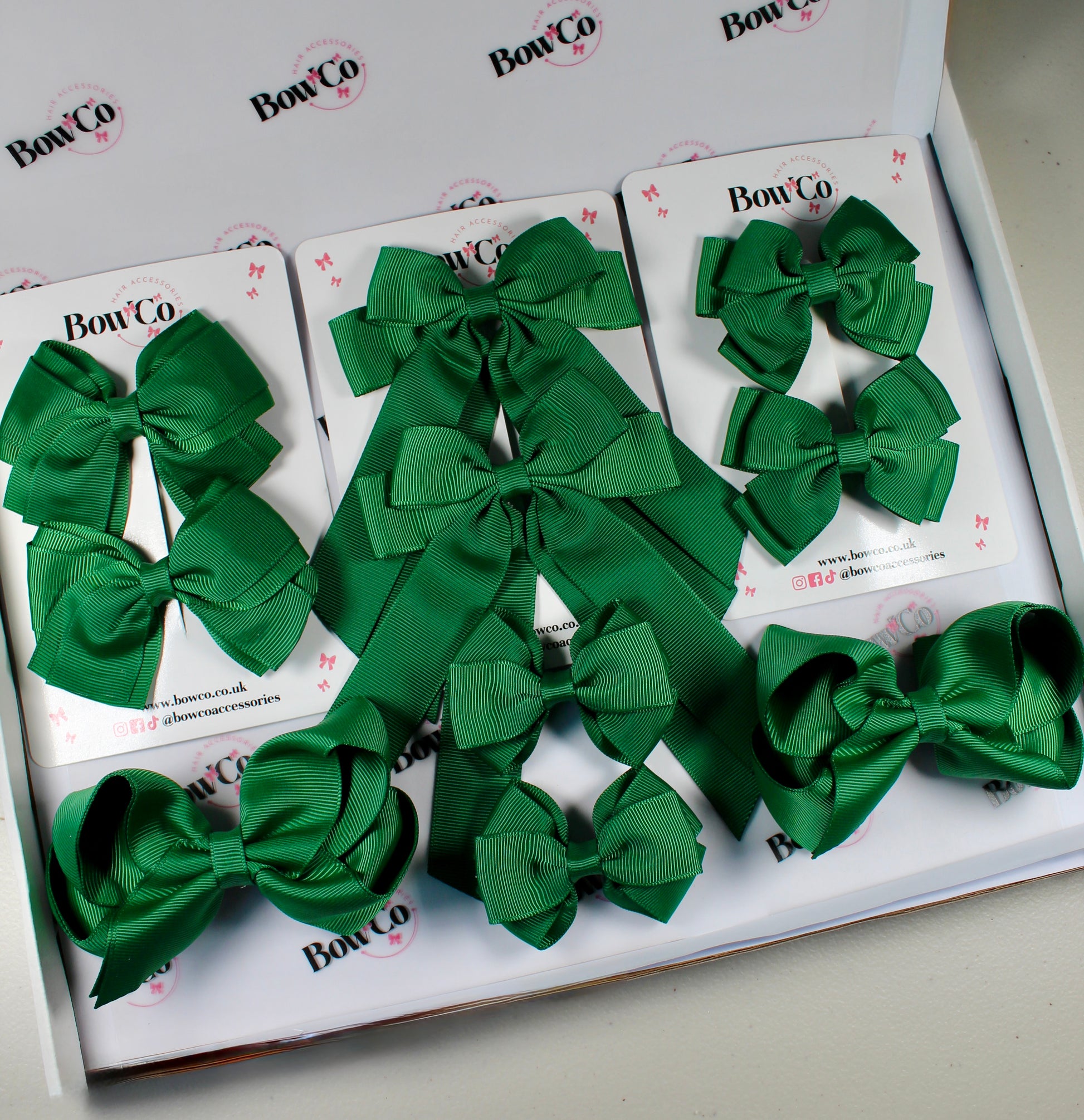 School Bow Bundle Saver - 10 Pack - Green - Clip