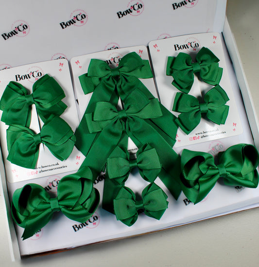 School Bow Bundle Saver - 10 Pack - Green - Clip