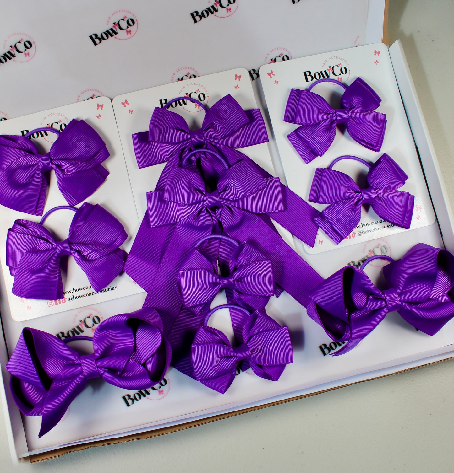 School Bow Bundle Saver - 10 Pack - Purple - Elastic