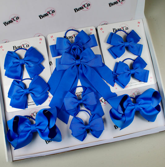 School Bow Bundle Saver - 10 Pack - Royal Blue - Elastic