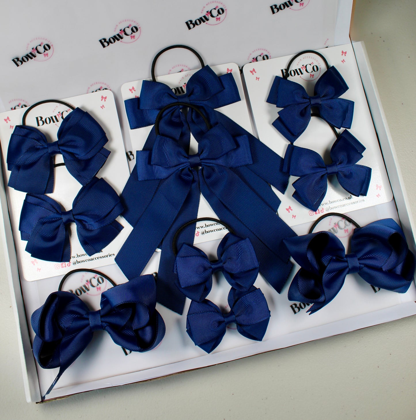 School Bow Bundle Saver - 10 Pack - Navy Blue - Elastic