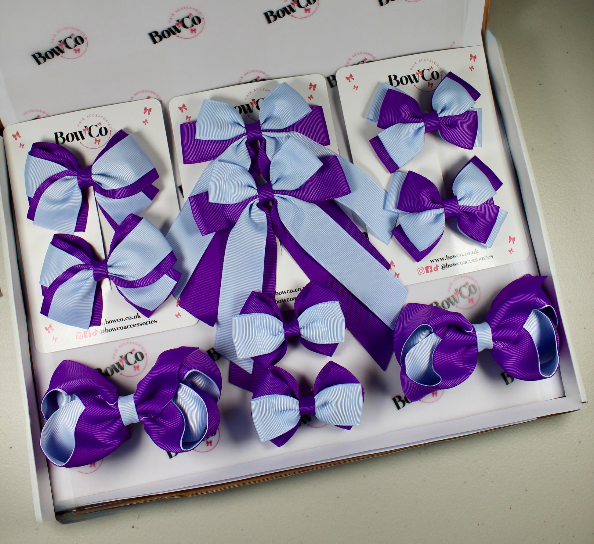 School Bow Bundle Saver - 10 Pack - Purple and Bluebell - Clip