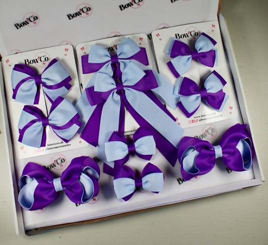 School Bow Bundle Saver - 10 Pack - Purple and Bluebell - Clip