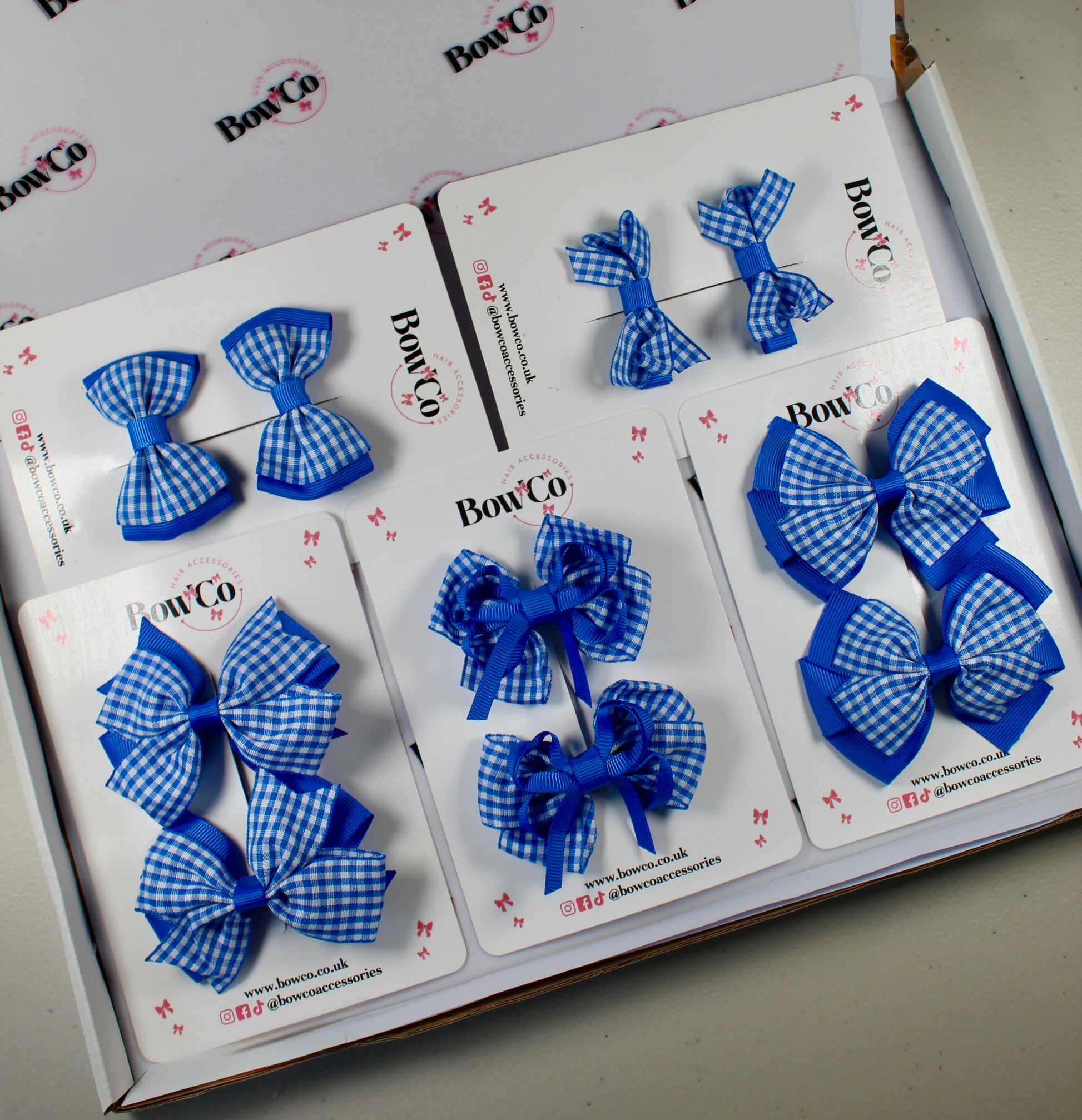 Royal Blue Gingham School Bow Bundle – Small/Medium - Clip
