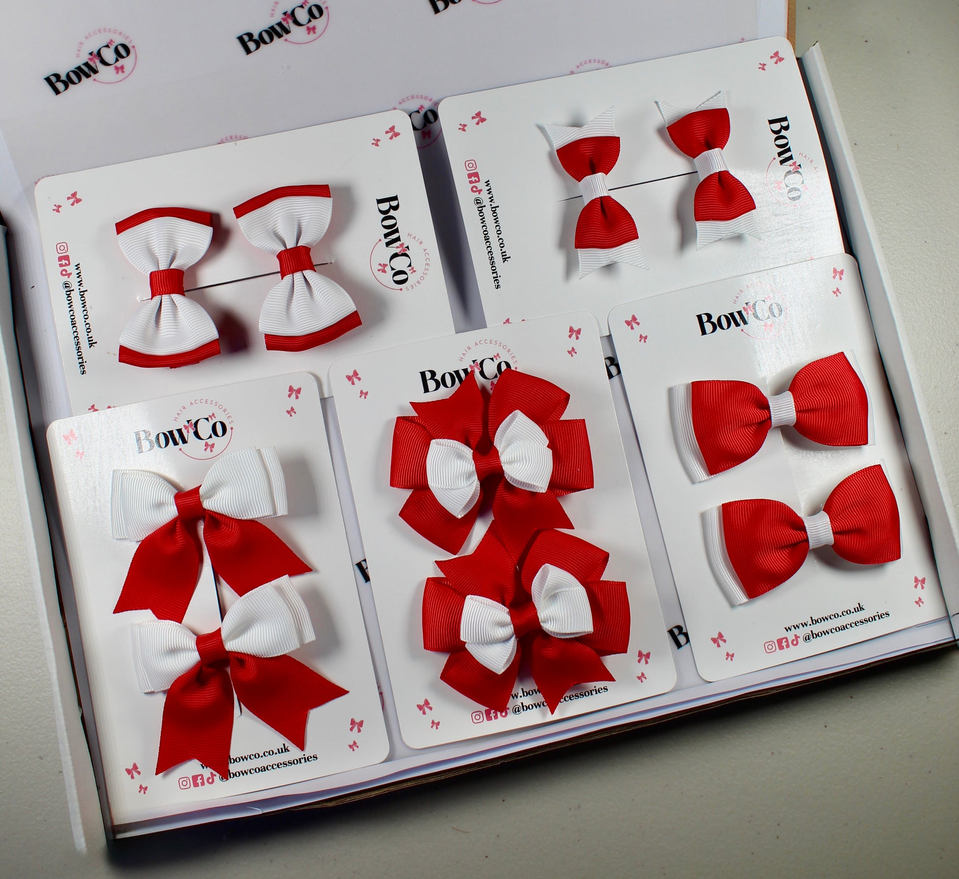 School Bow Bundle Saver - 10 Pack - Red and White - Clip