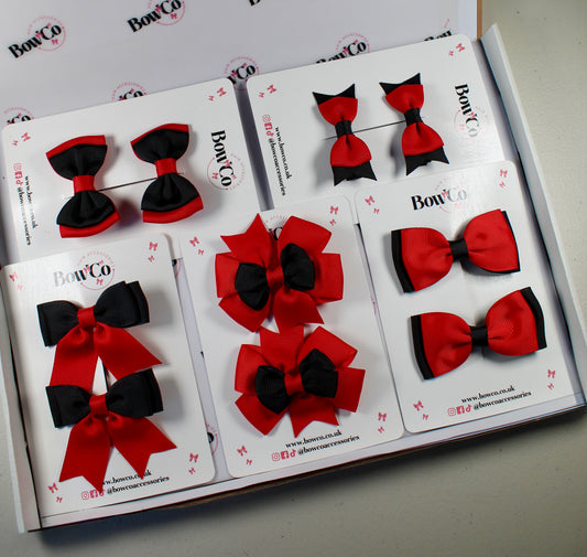 School Bow Bundle Saver - 10 Pack - Red and Black - Clip