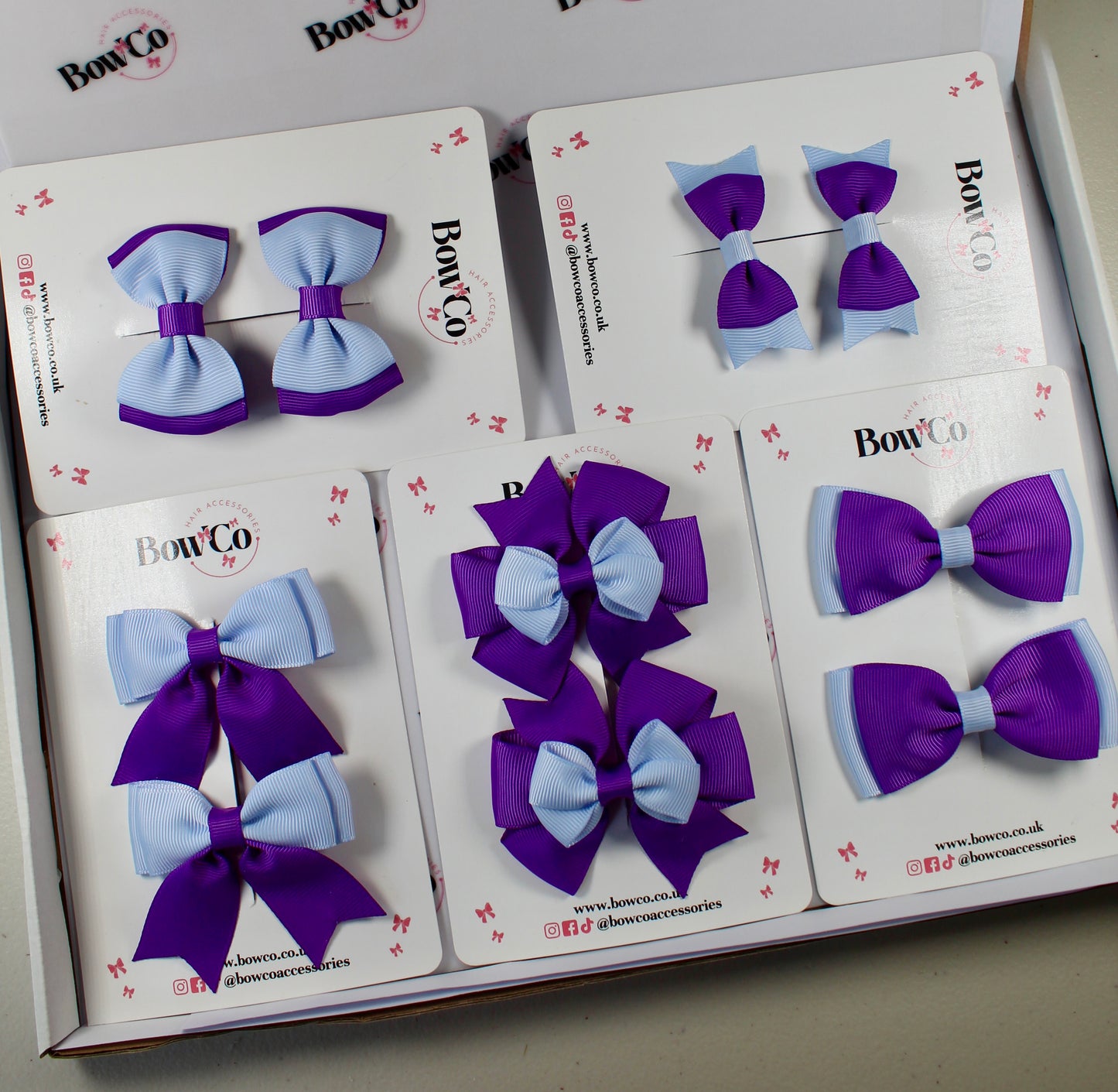 School Bow Bundle Saver - 10 Pack - Purple and Bluebell - Clip