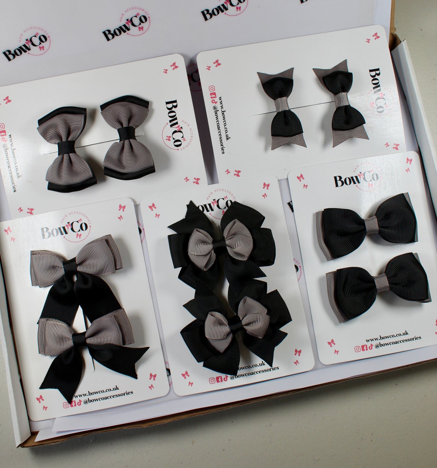 School Bow Bundle Saver - 10 Pack - Black and Grey - Clip