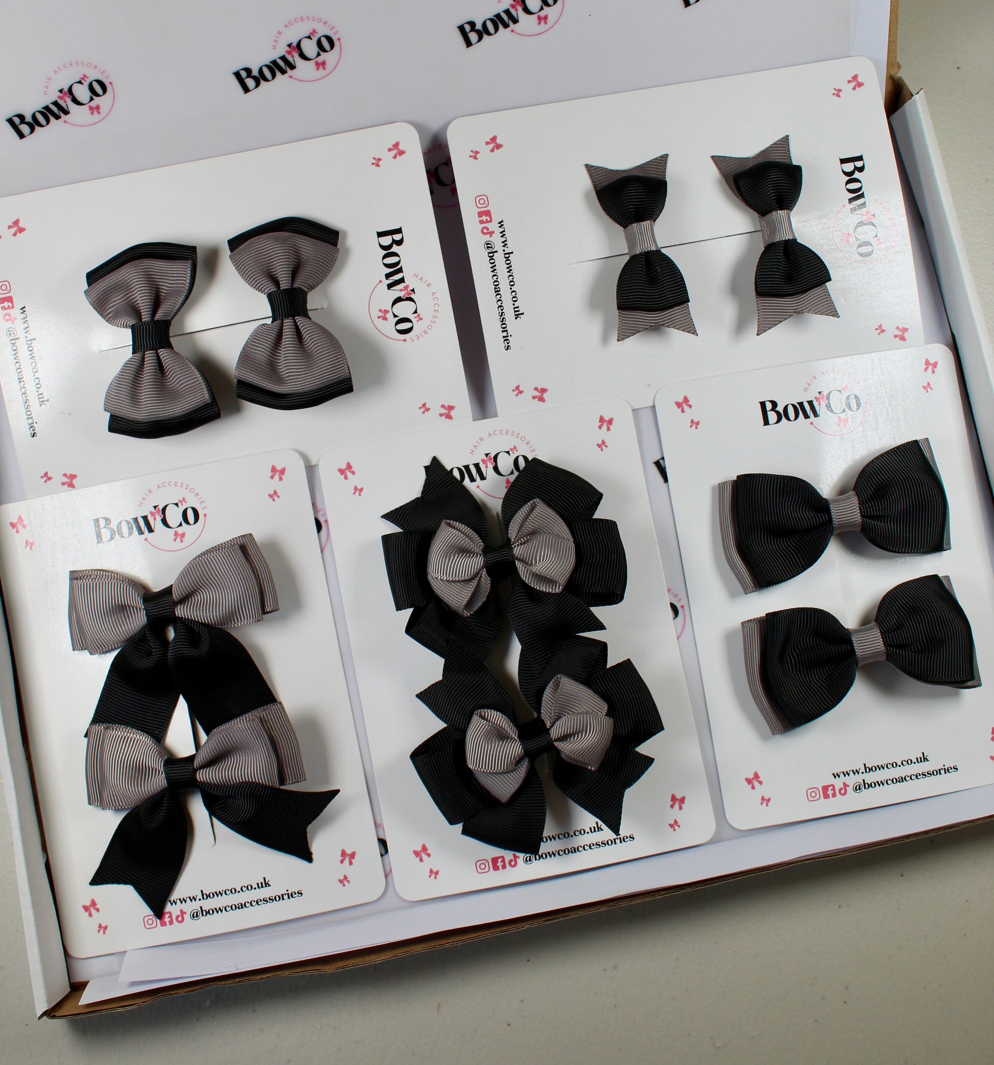 School Bow Bundle Saver - 10 Pack - Black and Grey - Clip