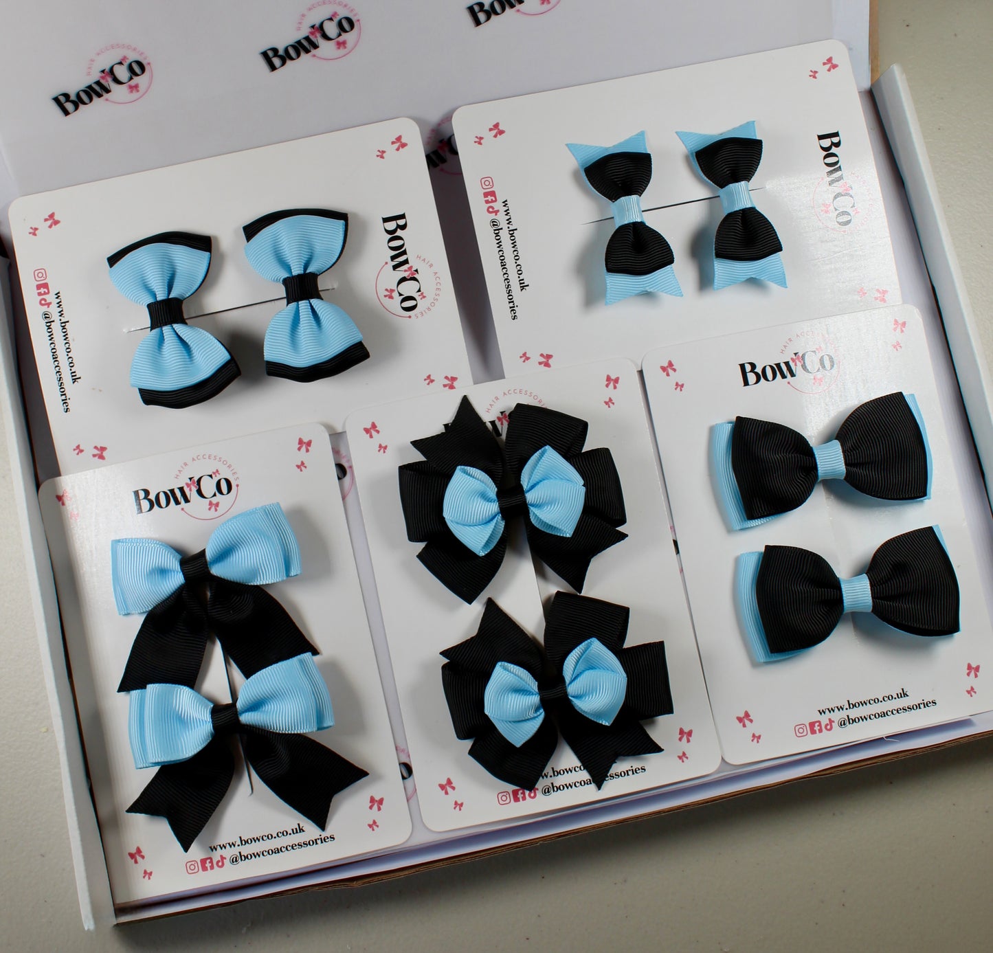 School Bow Bundle Saver - 10 Pack - Black and Blue Topaz - Clip