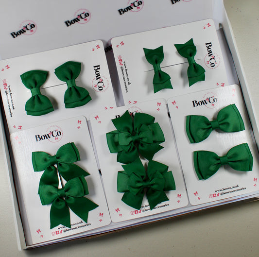 School Bow Bundle Saver - 10 Pack - Green - Clip