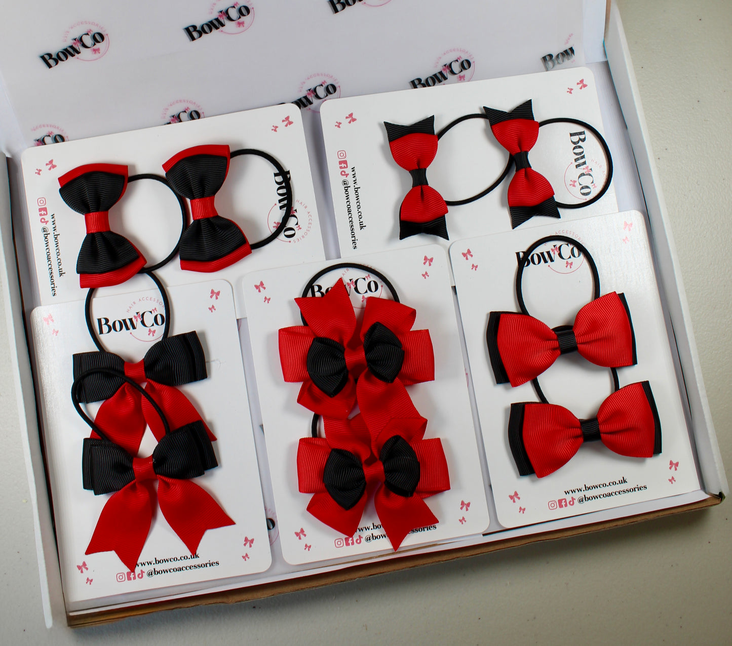 School Bow Bundle Saver - 10 Pack - Red and Black - Elastic