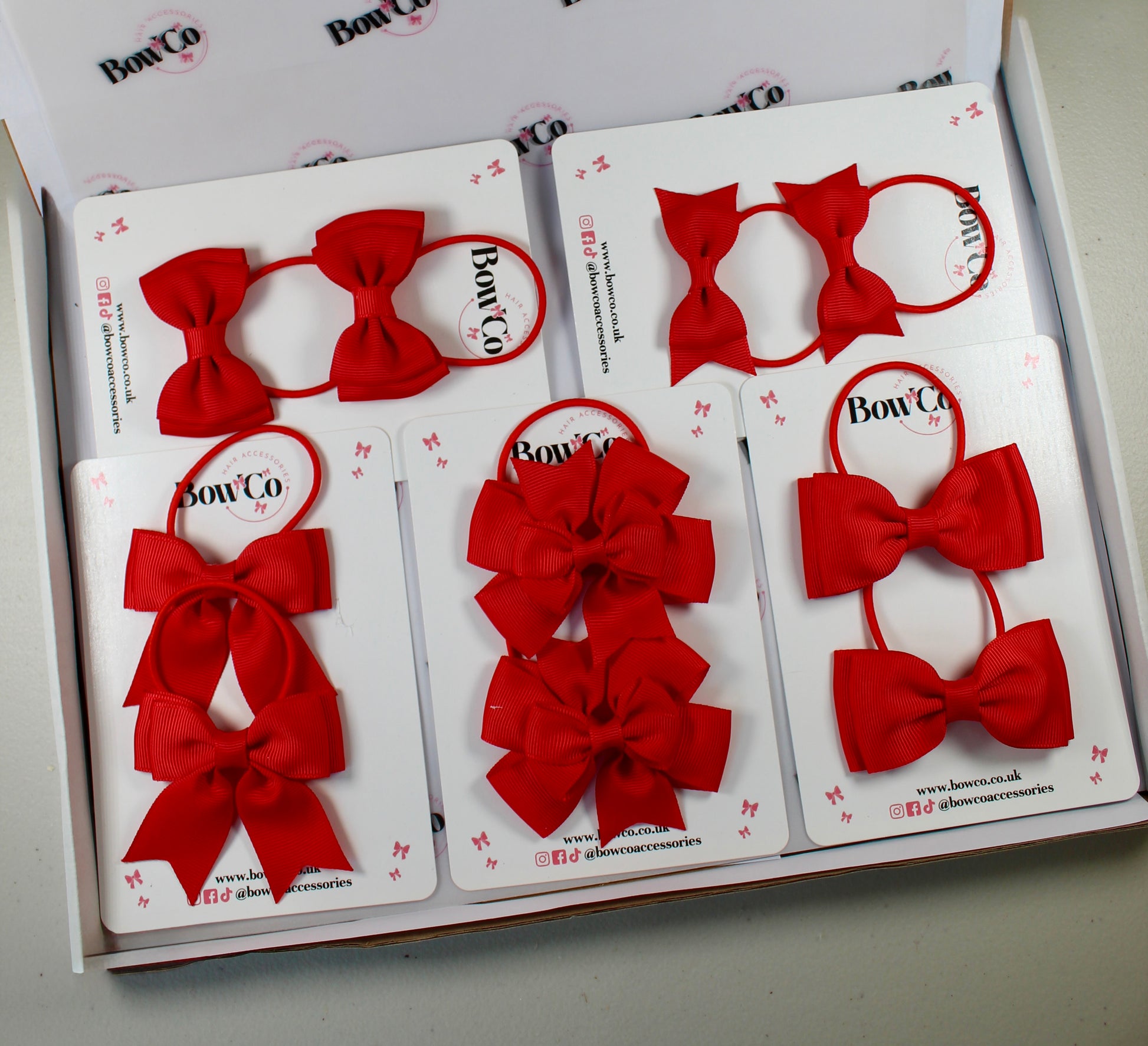 School Bow Bundle Saver - 10 Pack - Red - Elastic