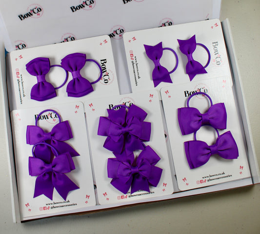 School Bow Bundle Saver - 10 Pack - Purple - Elastic