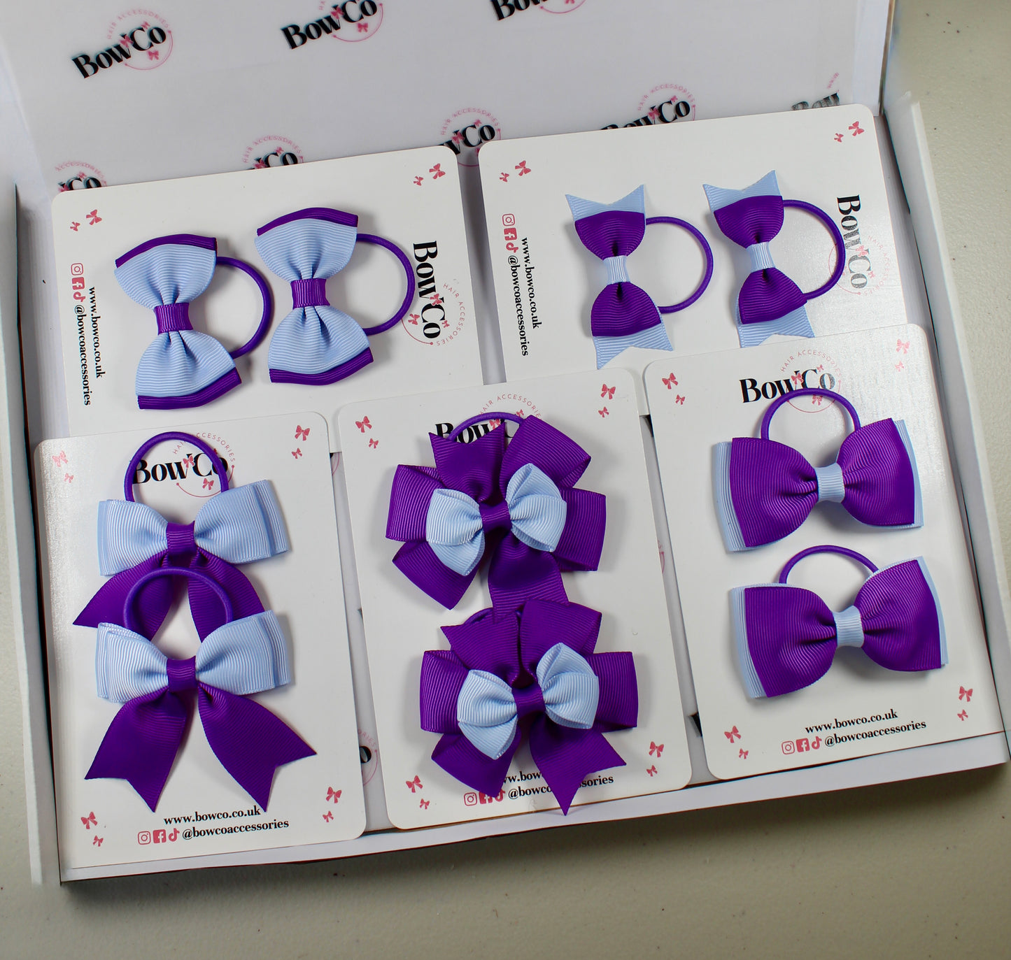 School Bow Bundle Saver - 10 Pack - Purple and Bluebell - Elastic