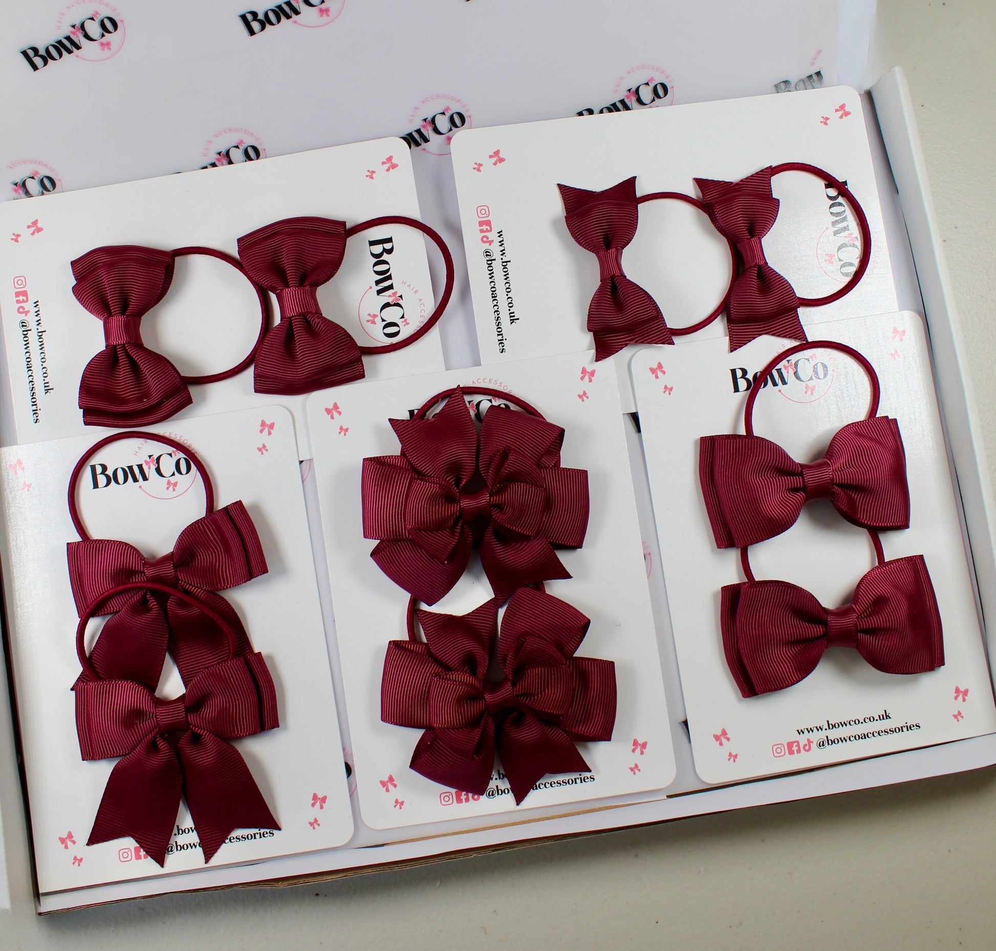 School Bow Bundle Saver - 10 Pack - Burgundy - Elastic