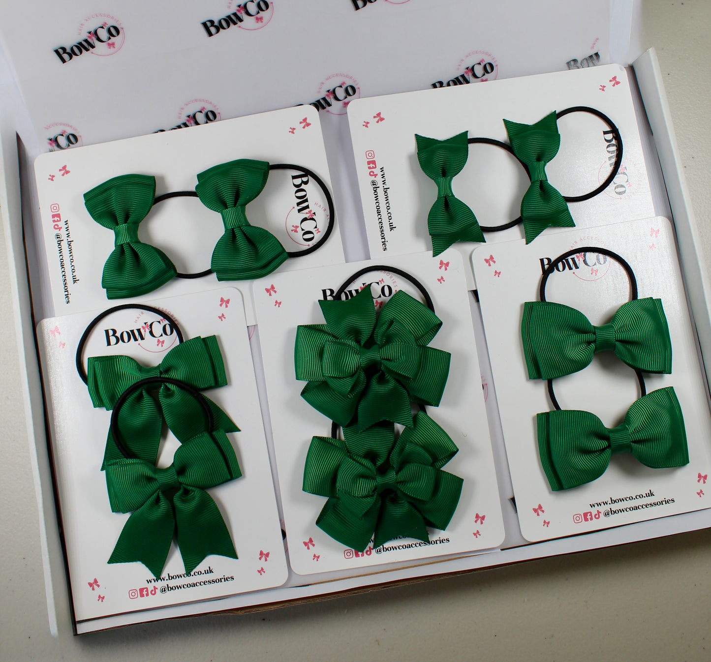 School Bow Bundle Saver - 10 Pack - Green - Elastic