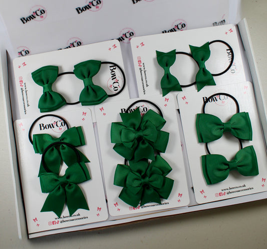 School Bow Bundle Saver - 10 Pack - Green - Elastic