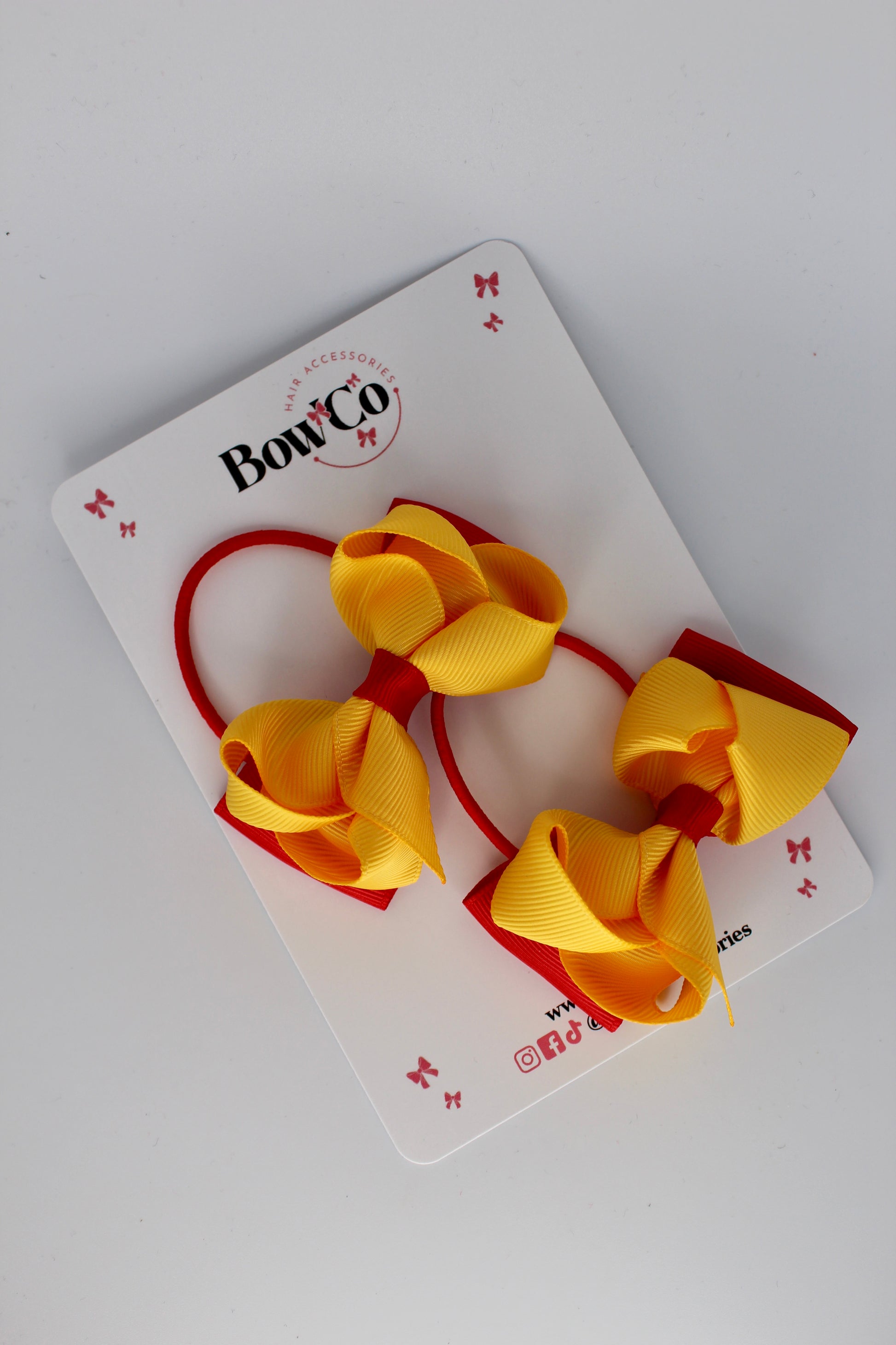 Red and Yellow Gold - Ruffle Bow Set - Elastic