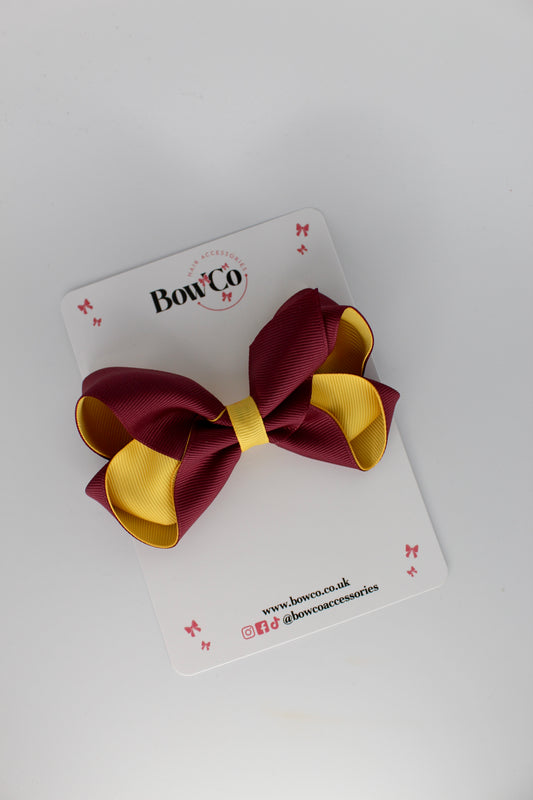 Loop Bow - Clip - Burgundy and Yellow Gold