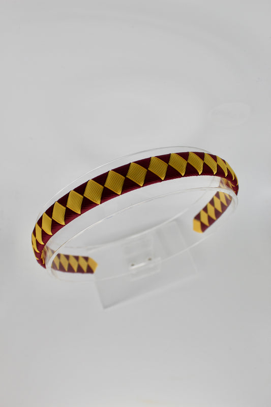 Pleated Burgundy and Yellow Gold Hair Band